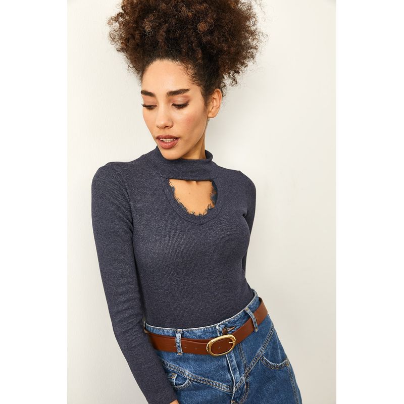 Fashion, accesorii si bijuterii - Femei - Imbracaminte femei - Camasi si bluze femei - Bluză femei Jumeon, 63% bumbac și 35% poliester, indigo albastru, 215XHN1464 - Infinity.ro