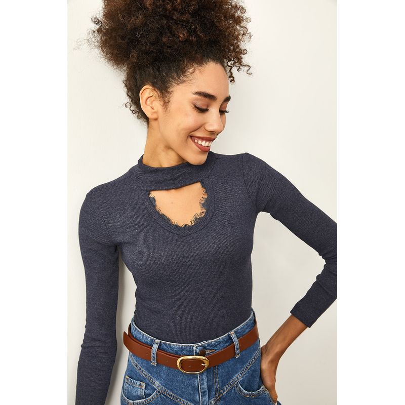 Fashion, accesorii si bijuterii - Femei - Imbracaminte femei - Camasi si bluze femei - Bluză femei Jumeon, 63% bumbac și 35% poliester, indigo albastru, 215XHN1464 - Infinity.ro