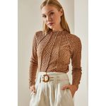 Fashion, accesorii si bijuterii - Femei - Imbracaminte femei - Camasi si bluze femei - Bluză Jumeon, 70% bumbac și 30% poliester, camel, 215XHN4395 - S - Infinity.ro