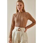 Fashion, accesorii si bijuterii - Femei - Imbracaminte femei - Camasi si bluze femei - Bluză Jumeon, 70% bumbac și 30% poliester, camel, 215XHN4395 - S - Infinity.ro