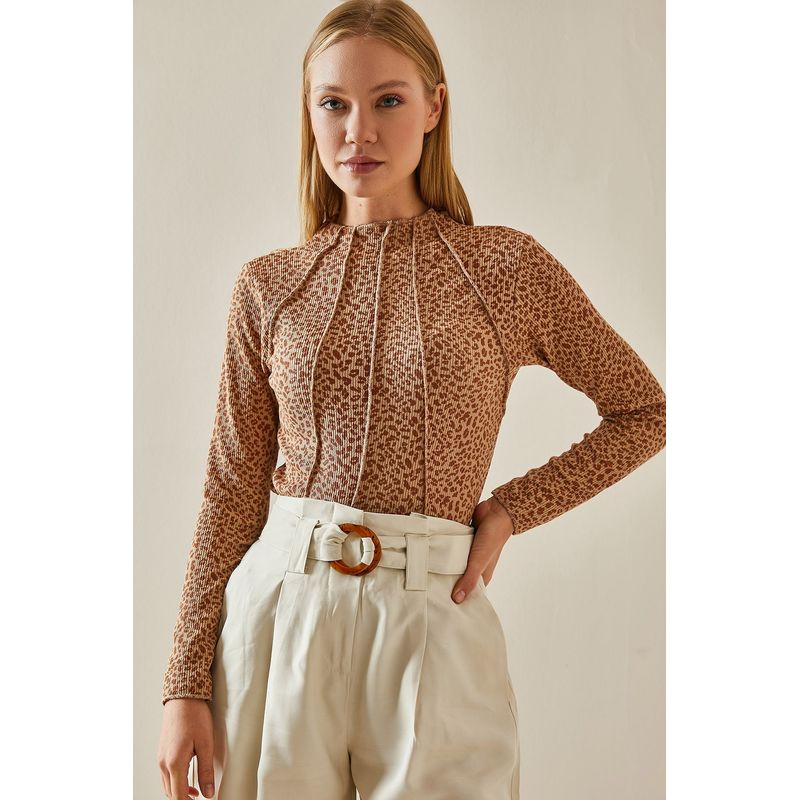 Fashion, accesorii si bijuterii - Femei - Imbracaminte femei - Camasi si bluze femei - Bluză Jumeon, 70% bumbac și 30% poliester, camel, 215XHN4395 - S - Infinity.ro