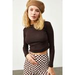 Fashion, accesorii si bijuterii - Femei - Imbracaminte femei - Camasi si bluze femei - Bluză femei Jumeon, 63% bumbac și 35% poliester, maro, 215XHN2360 - standard - Infinity.ro