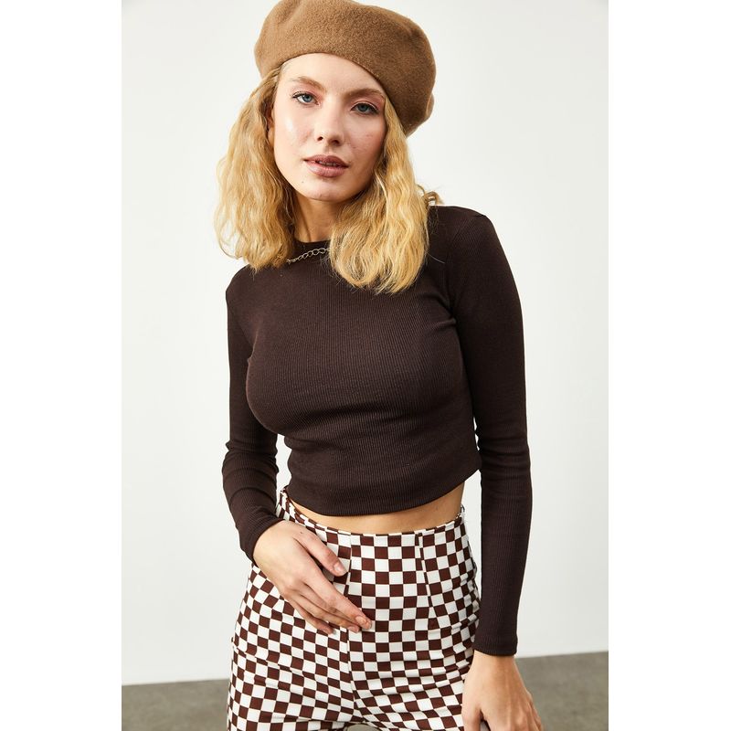 Fashion, accesorii si bijuterii - Femei - Imbracaminte femei - Camasi si bluze femei - Bluză femei Jumeon, 63% bumbac și 35% poliester, maro, 215XHN2360 - standard - Infinity.ro