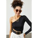 Fashion, accesorii si bijuterii - Femei - Imbracaminte femei - Camasi si bluze femei - Bluză femei Jumeon, 63% bumbac și 35% poliester, negru, 215XHN1435 - Infinity.ro