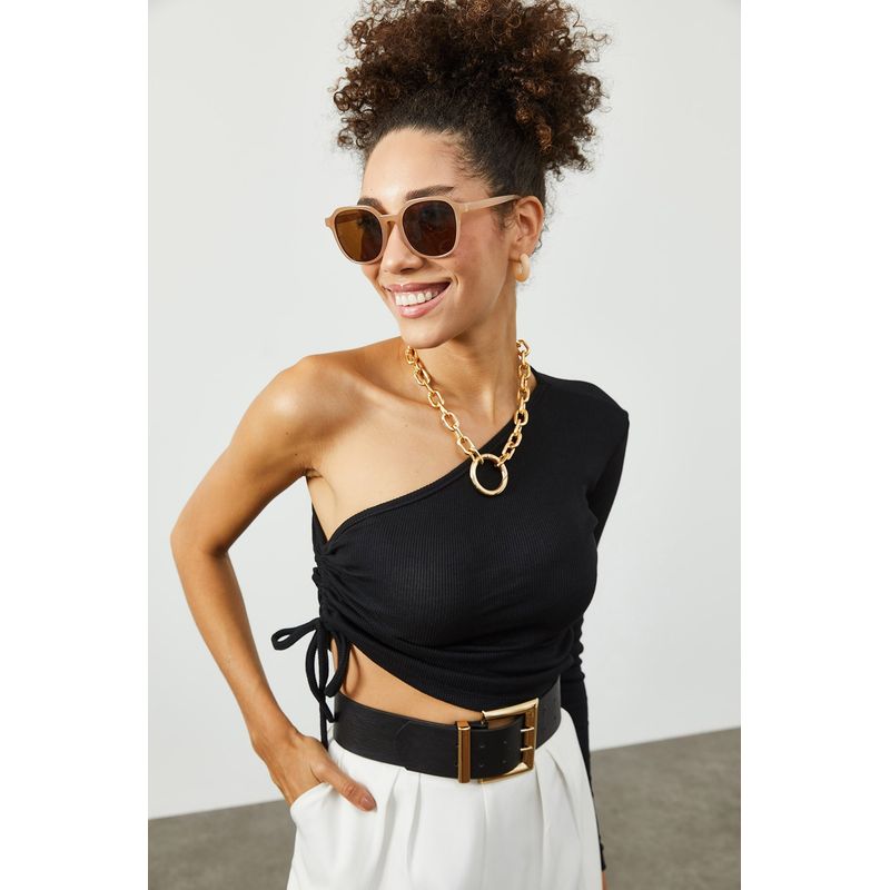 Fashion, accesorii si bijuterii - Femei - Imbracaminte femei - Camasi si bluze femei - Bluză femei Jumeon, 63% bumbac și 35% poliester, negru, 215XHN1435 - Infinity.ro