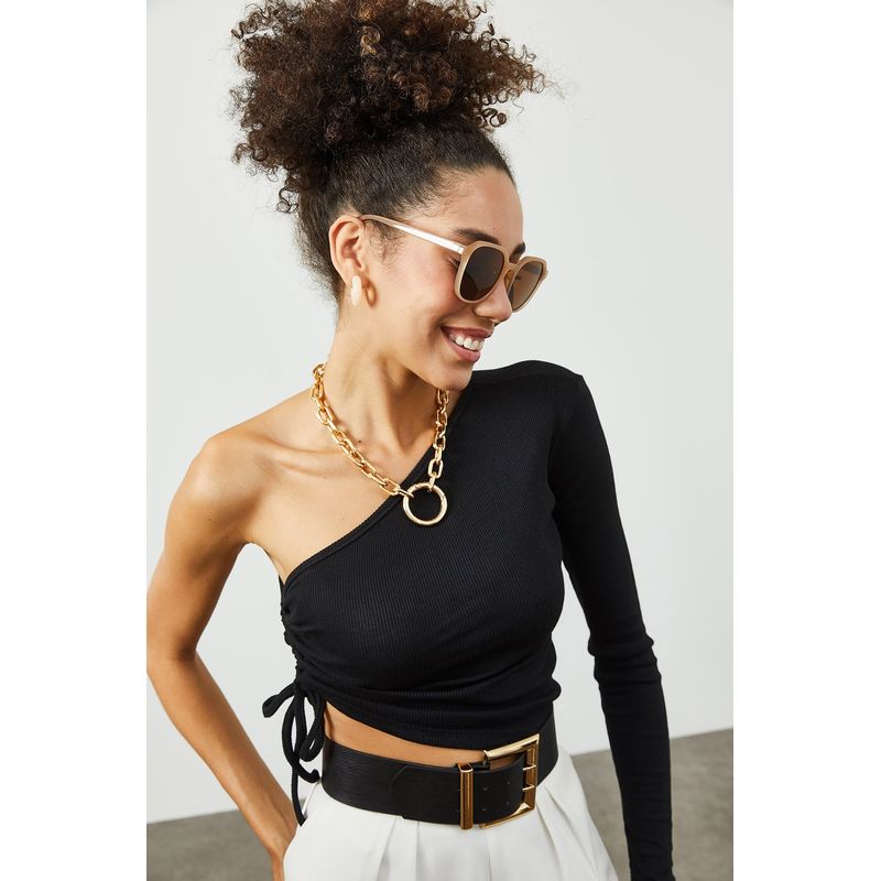 Fashion, accesorii si bijuterii - Femei - Imbracaminte femei - Camasi si bluze femei - Bluză femei Jumeon, 63% bumbac și 35% poliester, negru, 215XHN1435 - Infinity.ro