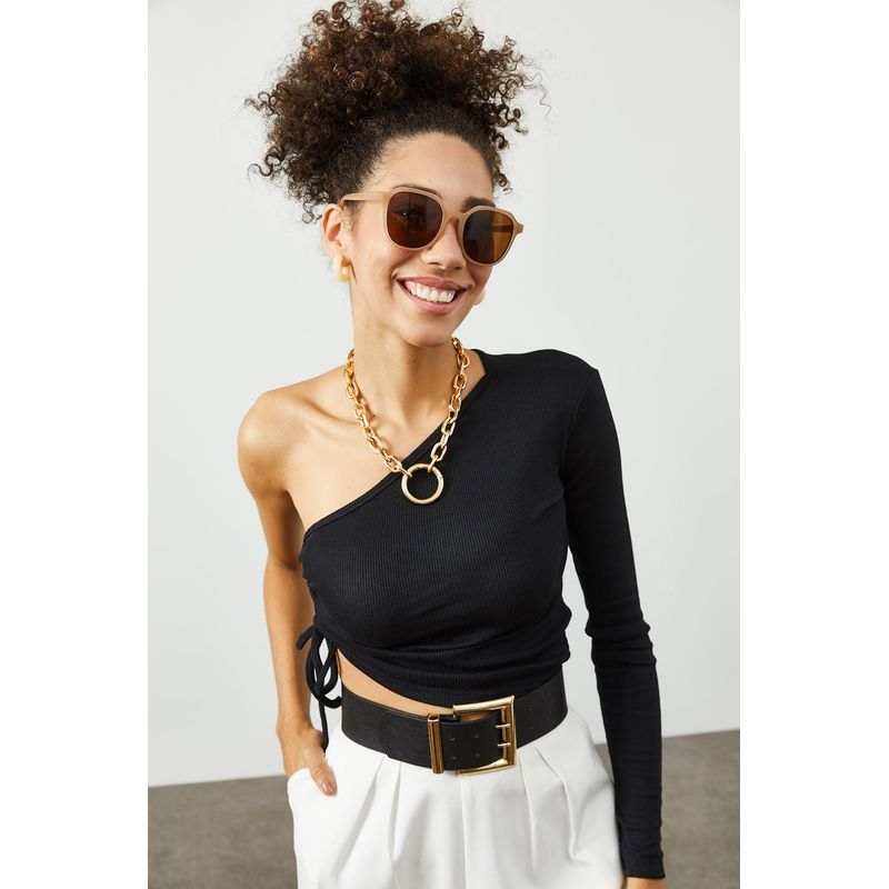 Fashion, accesorii si bijuterii - Femei - Imbracaminte femei - Camasi si bluze femei - Bluză femei Jumeon, 63% bumbac și 35% poliester, negru, 215XHN1435 - Infinity.ro