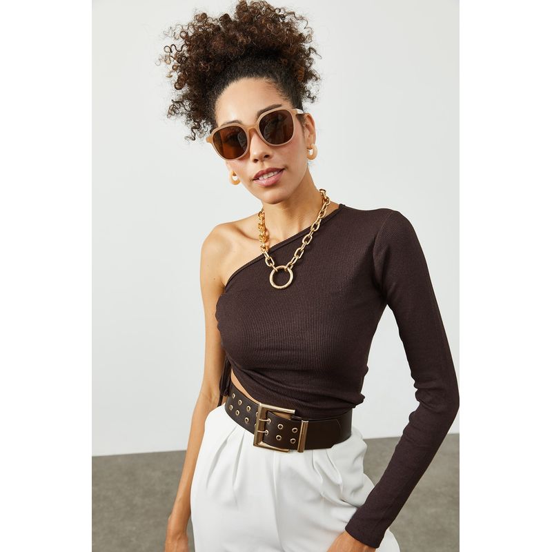 Fashion, accesorii si bijuterii - Femei - Imbracaminte femei - Camasi si bluze femei - Bluză femei Jumeon, 63% bumbac și 35% poliester, maro, 215XHN1434 - Infinity.ro