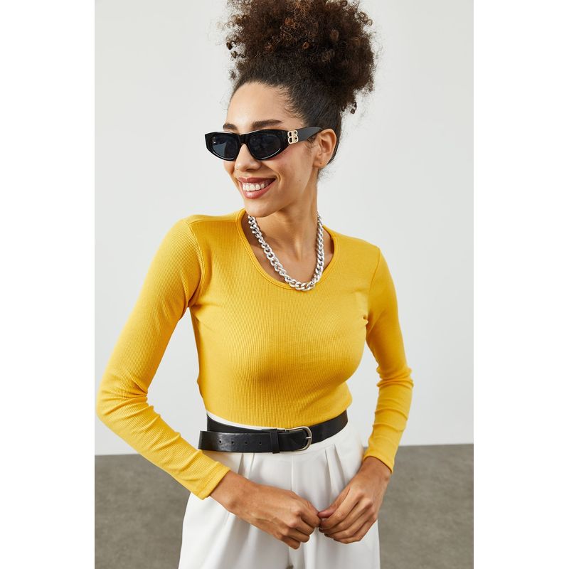 Fashion, accesorii si bijuterii - Femei - Imbracaminte femei - Camasi si bluze femei - Bluză femei Jumeon, 63% bumbac și 35% poliester, galben, 215XHN1429 - Infinity.ro