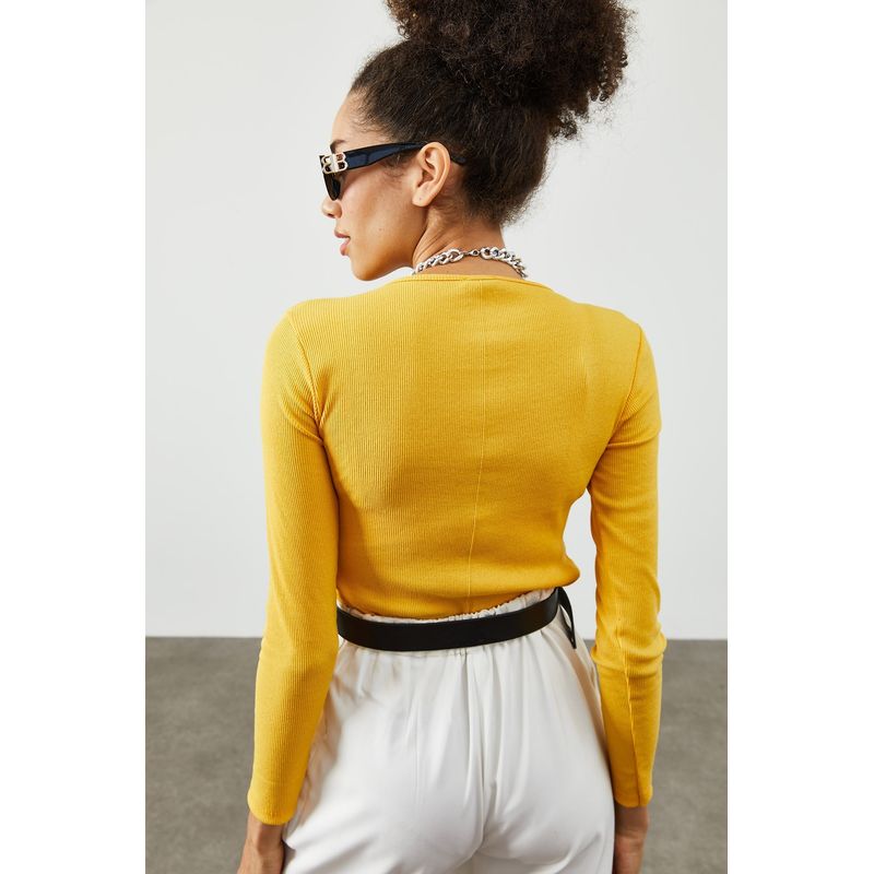 Fashion, accesorii si bijuterii - Femei - Imbracaminte femei - Camasi si bluze femei - Bluză femei Jumeon, 63% bumbac și 35% poliester, galben, 215XHN1429 - Infinity.ro