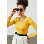 Fashion, accesorii si bijuterii - Femei - Imbracaminte femei - Camasi si bluze femei - Bluză femei Jumeon, 63% bumbac și 35% poliester, galben, 215XHN1429 - Infinity.ro