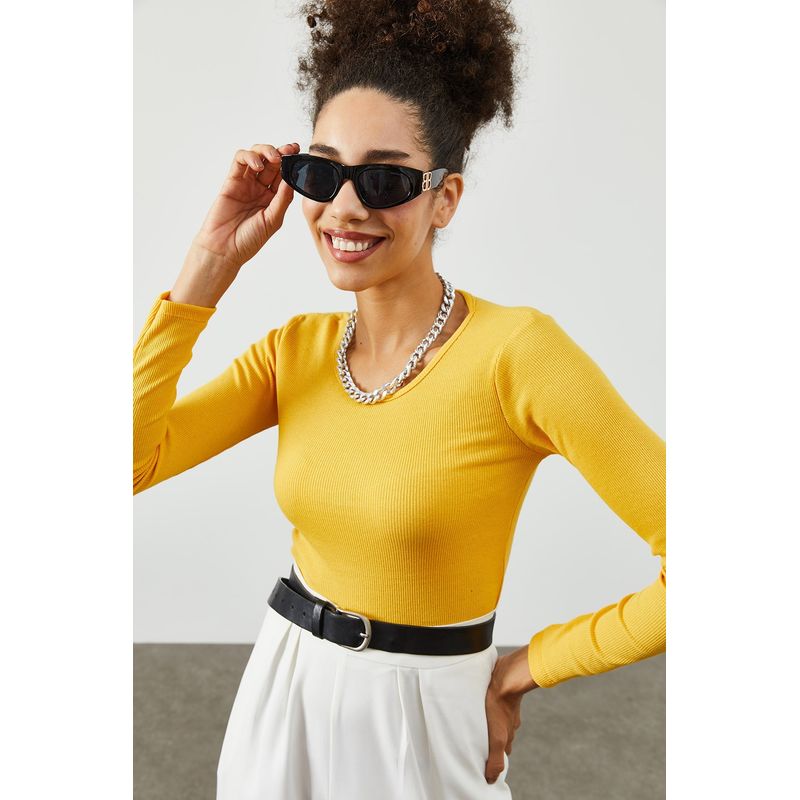 Fashion, accesorii si bijuterii - Femei - Imbracaminte femei - Camasi si bluze femei - Bluză femei Jumeon, 63% bumbac și 35% poliester, galben, 215XHN1429 - Infinity.ro