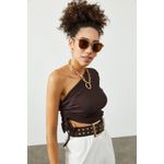 Fashion, accesorii si bijuterii - Femei - Imbracaminte femei - Camasi si bluze femei - Bluză femei Jumeon, 63% bumbac și 35% poliester, maro, 215XHN1434 - Infinity.ro