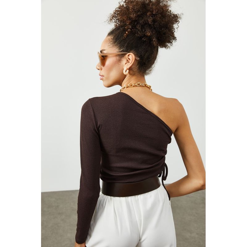Fashion, accesorii si bijuterii - Femei - Imbracaminte femei - Camasi si bluze femei - Bluză femei Jumeon, 63% bumbac și 35% poliester, maro, 215XHN1434 - Infinity.ro