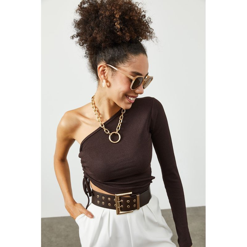 Fashion, accesorii si bijuterii - Femei - Imbracaminte femei - Camasi si bluze femei - Bluză femei Jumeon, 63% bumbac și 35% poliester, maro, 215XHN1434 - Infinity.ro