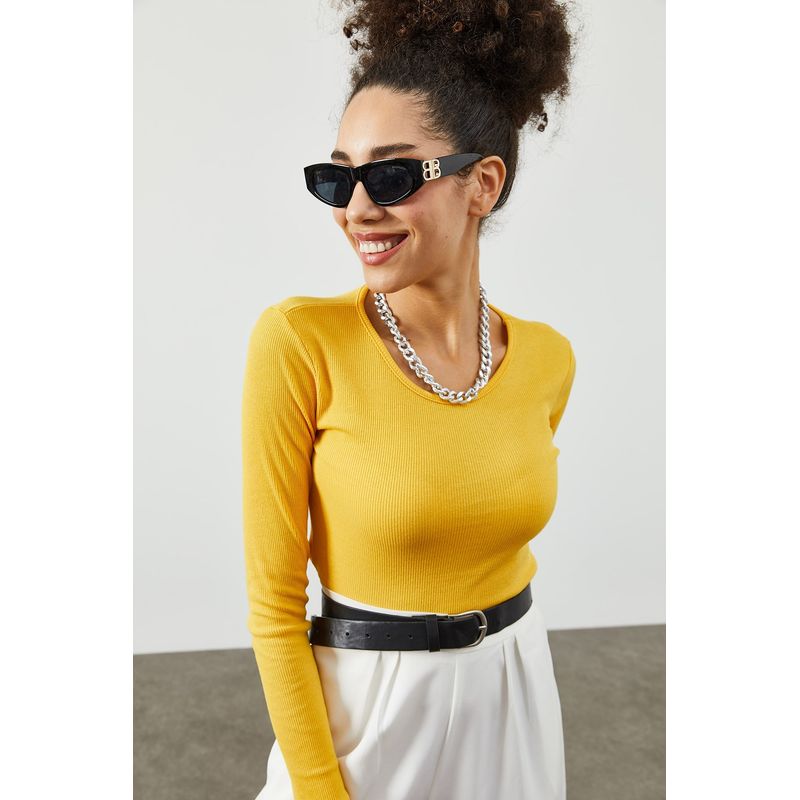 Fashion, accesorii si bijuterii - Femei - Imbracaminte femei - Camasi si bluze femei - Bluză femei Jumeon, 63% bumbac și 35% poliester, galben, 215XHN1429 - Infinity.ro