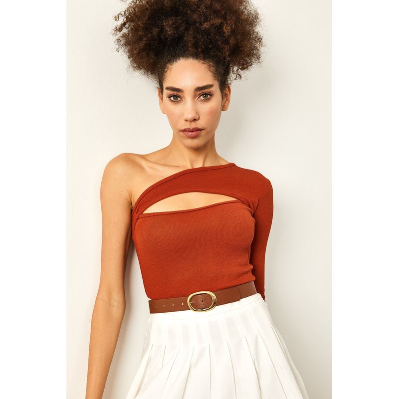 Fashion, accesorii si bijuterii - Femei - Imbracaminte femei - Camasi si bluze femei - Bluză femei Jumeon, 63% bumbac și 35% poliester, roșu cărămiziu, 215XHN1423 - Infinity.ro