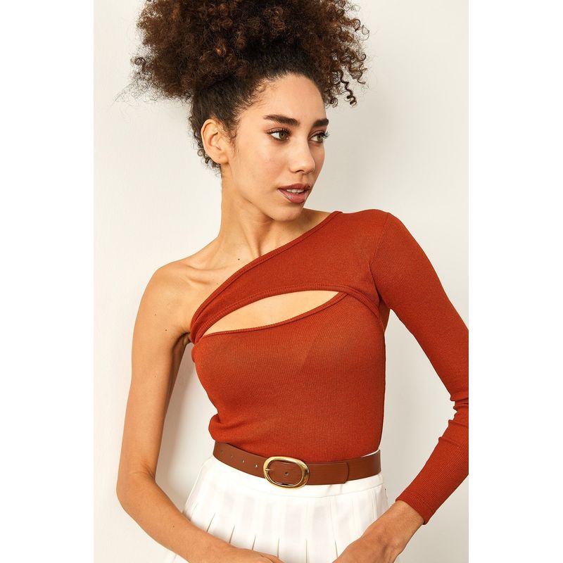 Fashion, accesorii si bijuterii - Femei - Imbracaminte femei - Camasi si bluze femei - Bluză femei Jumeon, 63% bumbac și 35% poliester, roșu cărămiziu, 215XHN1423 - Infinity.ro