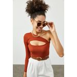 Fashion, accesorii si bijuterii - Femei - Imbracaminte femei - Camasi si bluze femei - Bluză femei Jumeon, 63% bumbac și 35% poliester, roșu cărămiziu, 215XHN1423 - Infinity.ro