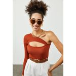 Fashion, accesorii si bijuterii - Femei - Imbracaminte femei - Camasi si bluze femei - Bluză femei Jumeon, 63% bumbac și 35% poliester, roșu cărămiziu, 215XHN1423 - Infinity.ro