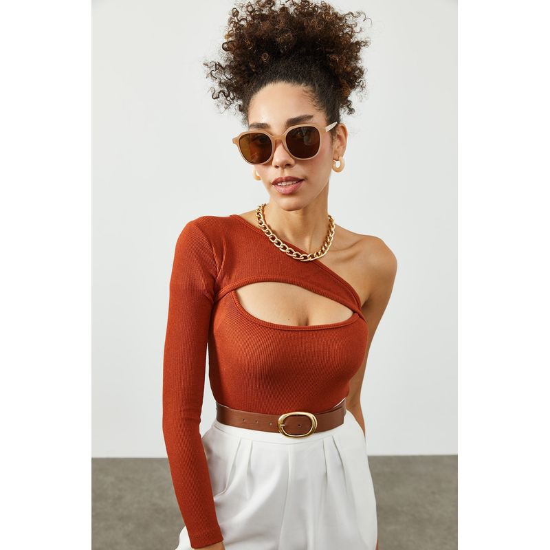 Fashion, accesorii si bijuterii - Femei - Imbracaminte femei - Camasi si bluze femei - Bluză femei Jumeon, 63% bumbac și 35% poliester, roșu cărămiziu, 215XHN1423 - Infinity.ro