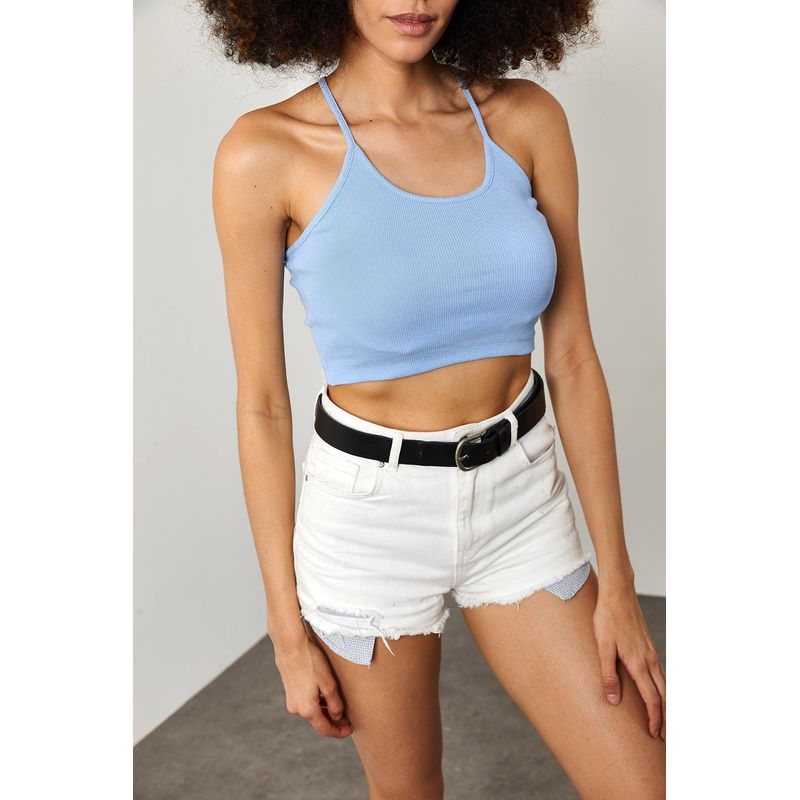 Fashion, accesorii si bijuterii - Femei - Imbracaminte femei - Camasi si bluze femei - Bluză femei Jumeon, 65% bumbac și 35% poliester, deschis albastru, 215XHN1358 - Infinity.ro