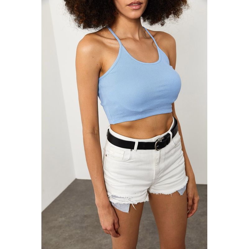 Fashion, accesorii si bijuterii - Femei - Imbracaminte femei - Camasi si bluze femei - Bluză femei Jumeon, 65% bumbac și 35% poliester, deschis albastru, 215XHN1358 - Infinity.ro