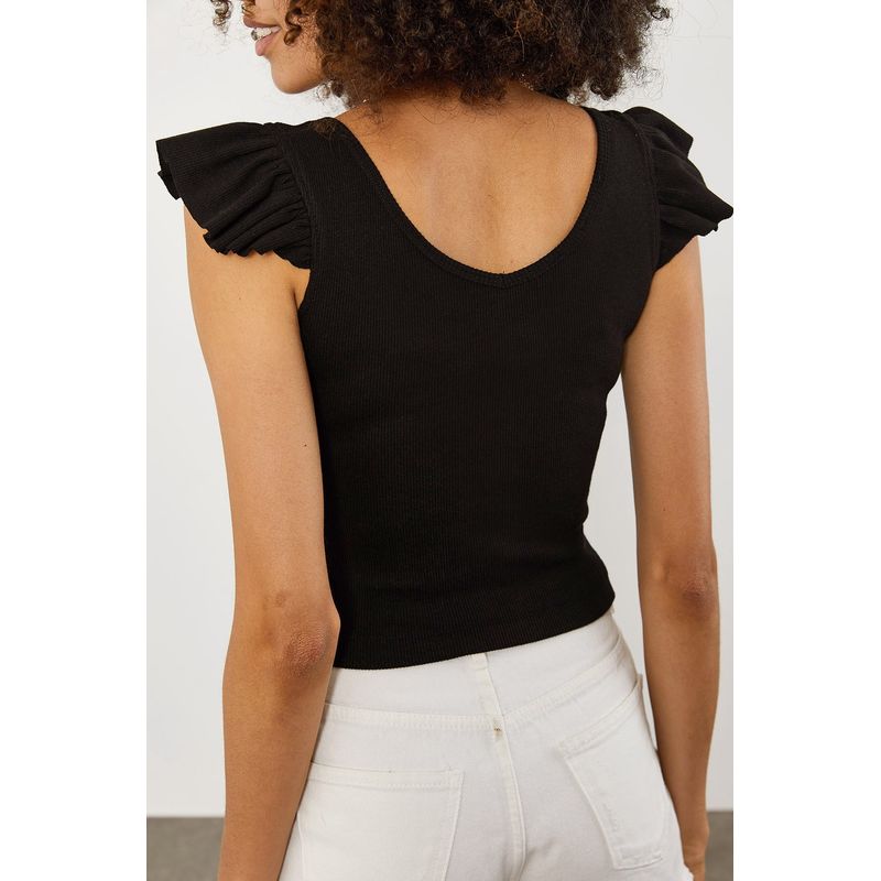 Fashion, accesorii si bijuterii - Femei - Imbracaminte femei - Camasi si bluze femei - Bluză femei Jumeon, 70% bumbac și 30% poliester, negru, 215XHN1378 - S - Infinity.ro