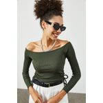 Fashion, accesorii si bijuterii - Femei - Imbracaminte femei - Camasi si bluze femei - Bluză femei Jumeon, 63% bumbac și 35% poliester, kaki, 215XHN1414 - Infinity.ro
