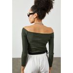 Fashion, accesorii si bijuterii - Femei - Imbracaminte femei - Camasi si bluze femei - Bluză femei Jumeon, 63% bumbac și 35% poliester, kaki, 215XHN1414 - Infinity.ro