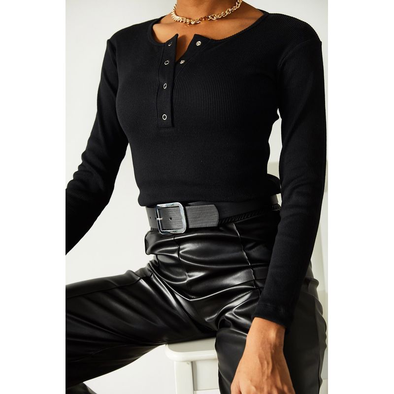 Fashion, accesorii si bijuterii - Femei - Imbracaminte femei - Camasi si bluze femei - Bluză femei Jumeon, 70% bumbac și 30% poliester, negru, 215XHN1192 - S - Infinity.ro