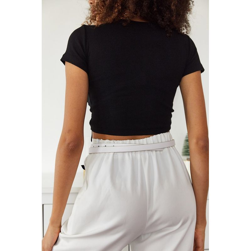 Fashion, accesorii si bijuterii - Femei - Imbracaminte femei - Camasi si bluze femei - Bluză femei Jumeon, 65% bumbac și 35% poliester, negru, 215XHN1219 - Infinity.ro