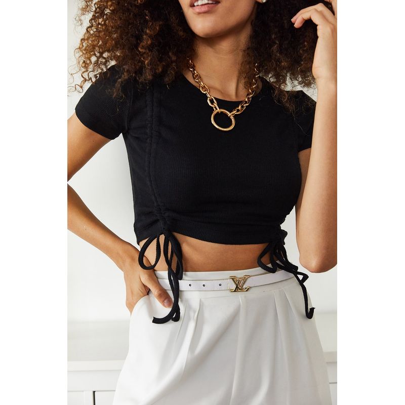 Fashion, accesorii si bijuterii - Femei - Imbracaminte femei - Camasi si bluze femei - Bluză femei Jumeon, 65% bumbac și 35% poliester, negru, 215XHN1219 - Infinity.ro