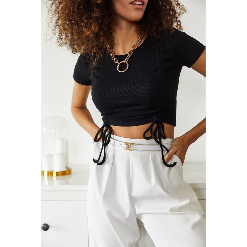 Fashion, accesorii si bijuterii - Femei - Imbracaminte femei - Camasi si bluze femei - Bluză femei Jumeon, 65% bumbac și 35% poliester, negru, 215XHN1219 - Infinity.ro