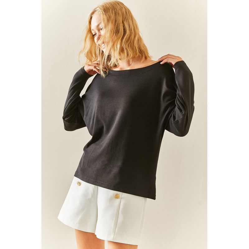 Fashion, accesorii si bijuterii - Femei - Imbracaminte femei - Camasi si bluze femei - Bluză femei Jumeon, 100% bumbac, negru, 215XHN4244 - S - Infinity.ro