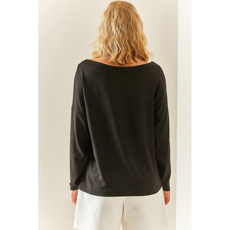 Fashion, accesorii si bijuterii - Femei - Imbracaminte femei - Camasi si bluze femei - Bluză femei Jumeon, 100% bumbac, negru, 215XHN4244 - S - Infinity.ro