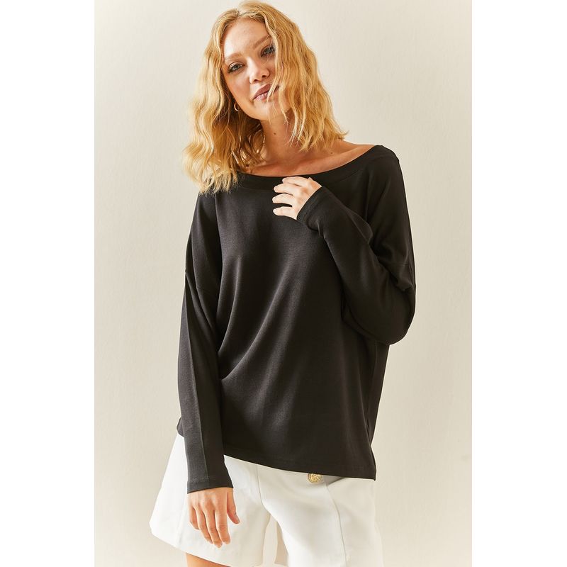 Fashion, accesorii si bijuterii - Femei - Imbracaminte femei - Camasi si bluze femei - Bluză femei Jumeon, 100% bumbac, negru, 215XHN4244 - S - Infinity.ro