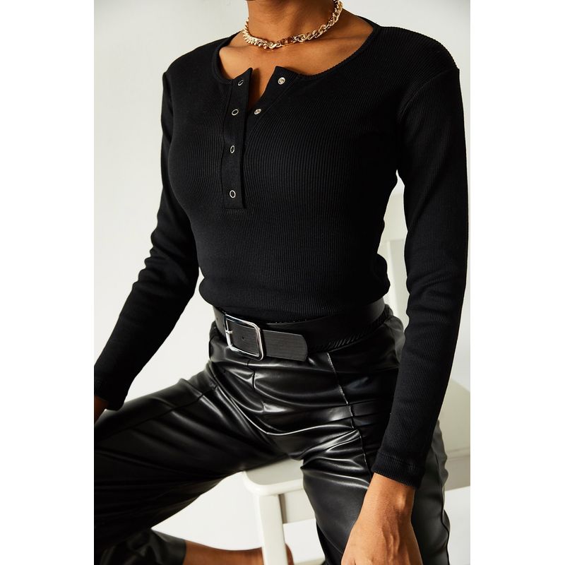 Fashion, accesorii si bijuterii - Femei - Imbracaminte femei - Camasi si bluze femei - Bluză femei Jumeon, 70% bumbac și 30% poliester, negru, 215XHN1192 - S - Infinity.ro