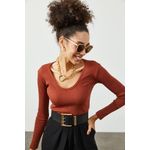 Fashion, accesorii si bijuterii - Femei - Imbracaminte femei - Camasi si bluze femei - Bluză femei Jumeon, 63% bumbac și 35% poliester, roșu cărămiziu, 215XHN1440 - Infinity.ro