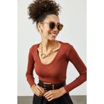 Fashion, accesorii si bijuterii - Femei - Imbracaminte femei - Camasi si bluze femei - Bluză femei Jumeon, 63% bumbac și 35% poliester, roșu cărămiziu, 215XHN1440 - Infinity.ro