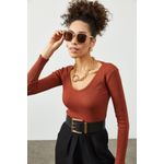 Fashion, accesorii si bijuterii - Femei - Imbracaminte femei - Camasi si bluze femei - Bluză femei Jumeon, 63% bumbac și 35% poliester, roșu cărămiziu, 215XHN1440 - Infinity.ro