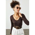 Fashion, accesorii si bijuterii - Femei - Imbracaminte femei - Camasi si bluze femei - Bluză femei Jumeon, 63% bumbac și 35% poliester, maro, 215XHN1439 - Infinity.ro