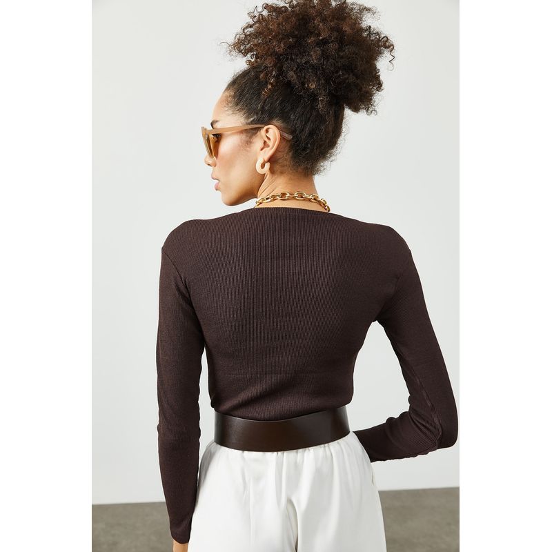 Fashion, accesorii si bijuterii - Femei - Imbracaminte femei - Camasi si bluze femei - Bluză femei Jumeon, 63% bumbac și 35% poliester, maro, 215XHN1439 - Infinity.ro