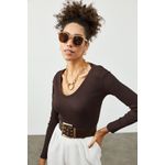 Fashion, accesorii si bijuterii - Femei - Imbracaminte femei - Camasi si bluze femei - Bluză femei Jumeon, 63% bumbac și 35% poliester, maro, 215XHN1439 - Infinity.ro
