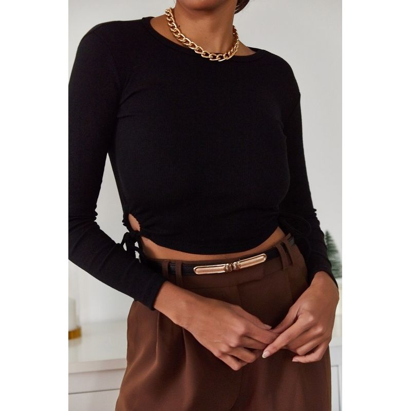 Fashion, accesorii si bijuterii - Femei - Imbracaminte femei - Camasi si bluze femei - Bluză femei Jumeon, 70% bumbac și 30% poliester, negru, 215XHN1207 - Infinity.ro