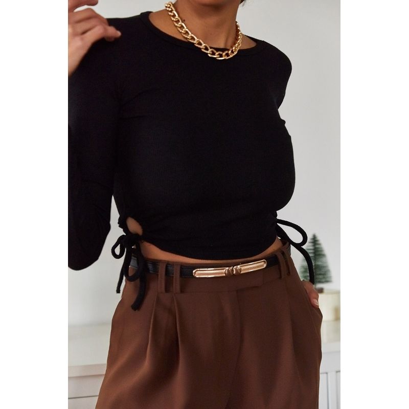 Fashion, accesorii si bijuterii - Femei - Imbracaminte femei - Camasi si bluze femei - Bluză femei Jumeon, 70% bumbac și 30% poliester, negru, 215XHN1207 - Infinity.ro
