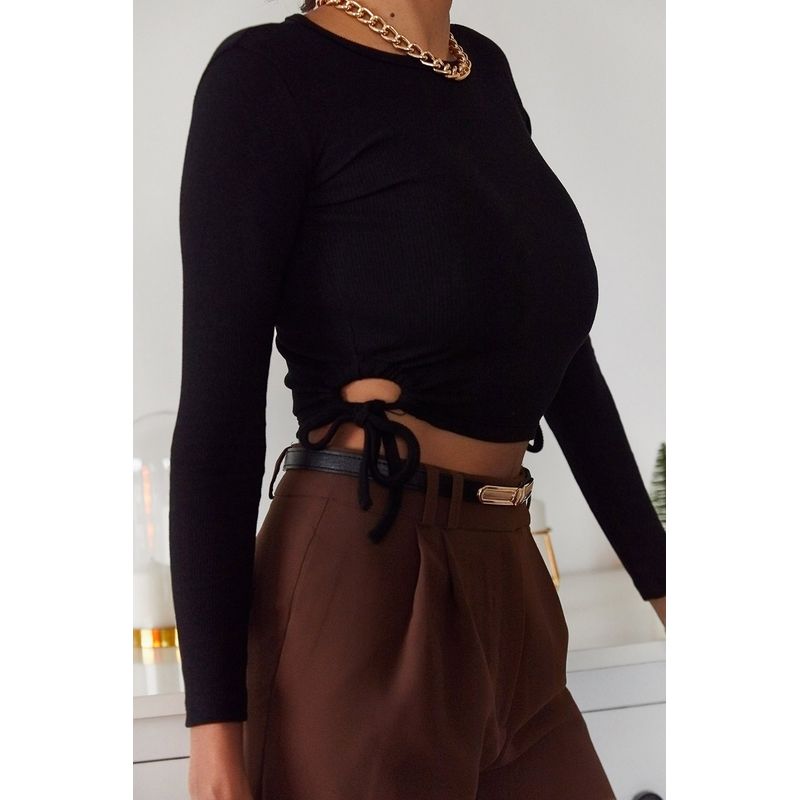 Fashion, accesorii si bijuterii - Femei - Imbracaminte femei - Camasi si bluze femei - Bluză femei Jumeon, 70% bumbac și 30% poliester, negru, 215XHN1207 - Infinity.ro