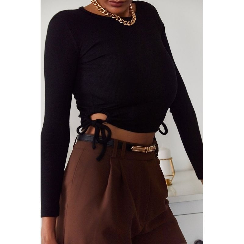 Fashion, accesorii si bijuterii - Femei - Imbracaminte femei - Camasi si bluze femei - Bluză femei Jumeon, 70% bumbac și 30% poliester, negru, 215XHN1207 - Infinity.ro