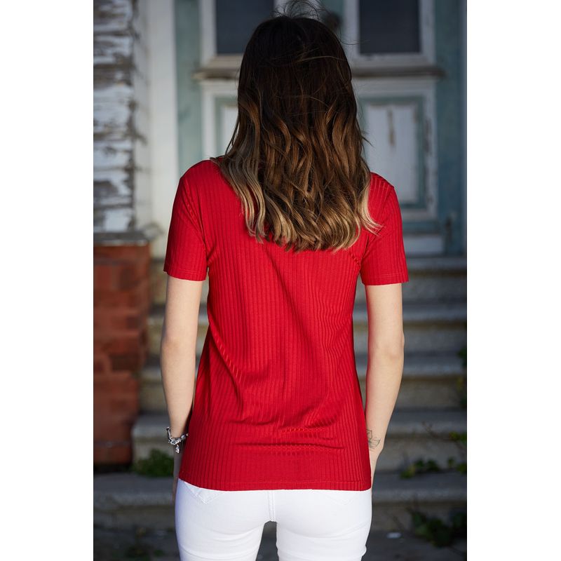 Fashion, accesorii si bijuterii - Femei - Imbracaminte femei - Camasi si bluze femei - Bluză femei Jumeon, 95% vâscoză și 5% elastan, roșu, 215XHN1108 - S - Infinity.ro