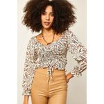 Fashion, accesorii si bijuterii - Femei - Imbracaminte femei - Camasi si bluze femei - Bluză femei Jumeon, 70% bumbac și 30% poliester, bej și maro și negru, 215XHN1220 - L - Infinity.ro